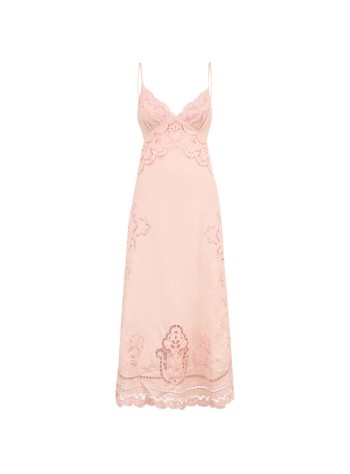 farm rio dress womanpink richelieu slip midi dress - 351184 l0017