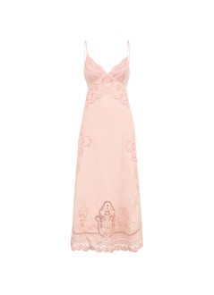 farm rio dress womanpink richelieu slip midi dress - 351184 l0017