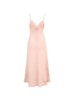 farm rio dress womanpink richelieu slip midi dress - 351184 l0017