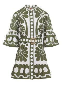 farm rio vestido mujer palermo green mini dress - 344602 26083