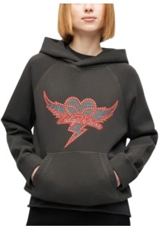 zadig & voltaire sudadera mujer georgy mo heart wings strass - jwss01688 009