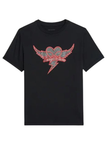 zadig & voltaire top mujer edwin hc heart wings strass - jwts02856 011