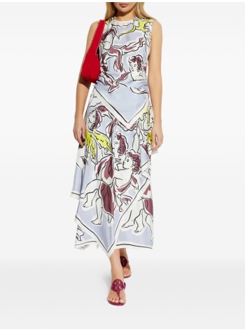 tory burch dress womanprinted asymmetric silk dress - 183207510 510 2