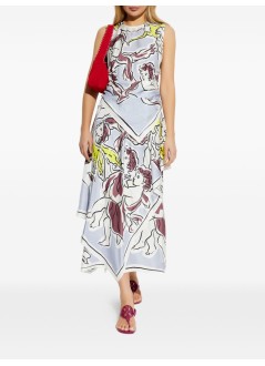 tory burch dress womanprinted asymmetric silk dress - 183207510 510