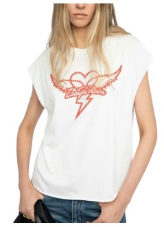 zadig & voltaire top womancloe hc heart wings strass - jwtt01280 103