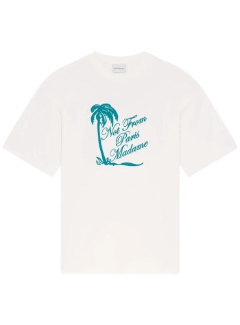 drôle de monsieur camiseta hombre t-shirt slogan palmiers - kts297co002ow off white