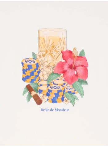 drôle de monsieur camiseta hombre t-shirt hibiscus club - kts300co002ow off white 2