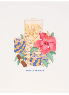 drôle de monsieur camiseta hombre t-shirt hibiscus club - kts300co002ow off white