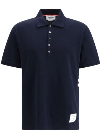 thom browne polo hombre short sleeve rib cuff polo w/ engineered 4 bar stripe in cl - mjp110p00050 415