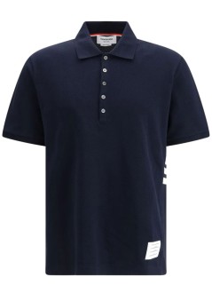 thom browne polo hombre short sleeve rib cuff polo w/ engineered 4 bar stripe in cl - mjp110p00050 415