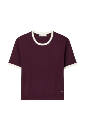 tory burch top womancontrast-trim viscose t-shirt - 179228601 601