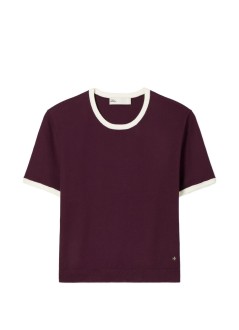tory burch top womancontrast-trim viscose t-shirt - 179228601 601