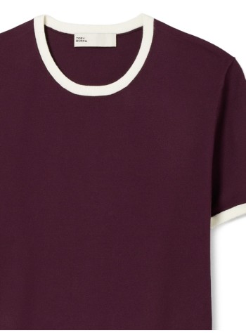 tory burch top womancontrast-trim viscose t-shirt - 179228601 601 2