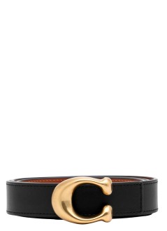 coach belt woman25mm sculpted c reversible belt - 78176 b4 black 1941 saddle