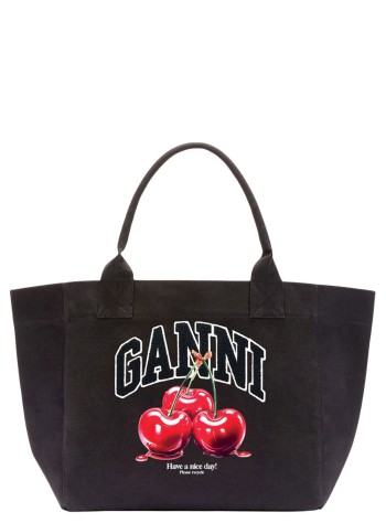 ganni handbag womanmedium trapeze shopper cherry printed - b2110038 252