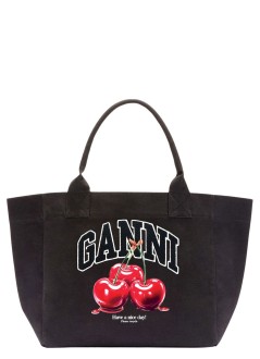 ganni handbag mujer medium trapeze shopper cherry printed - b2110038 252