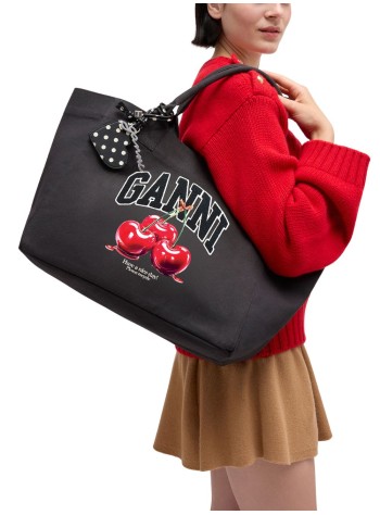 ganni handbag womanmedium trapeze shopper cherry printed - b2110038 252 2