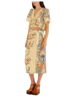 farm rio falda mujer boho beauty butter midi skirt - 348847 26016