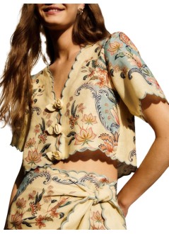 farm rio top mujer boho beauty butter short sleeve top - 348846 26016