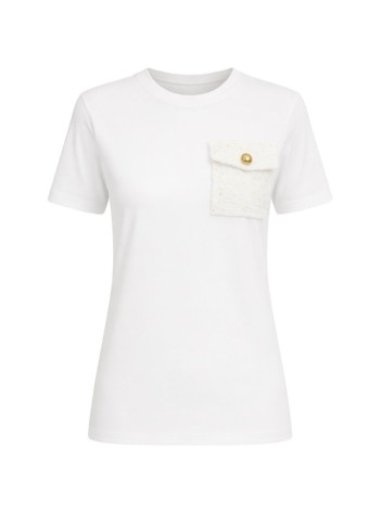 karl lagerfeld top womanboucle knit pocket t-shirt - b1w17089 b09
