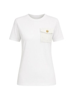 karl lagerfeld top womanboucle knit pocket t-shirt - b1w17089 b09
