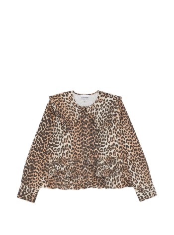 ganni t-shirt womanprinted stretch cotton shirt w. frills - a1040119 859
