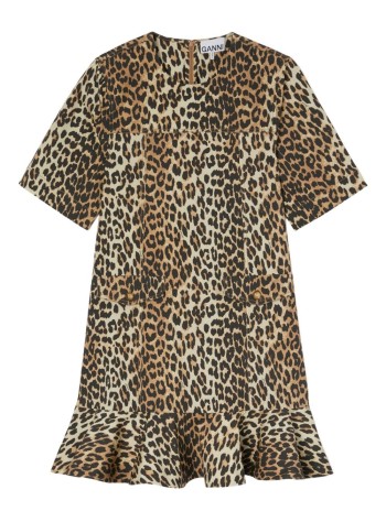 ganni dress womanprinted stretch cotton mini dress w. frill - a1030249 859
