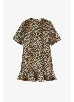 ganni dress womanprinted stretch cotton mini dress w. frill - a1030249 859