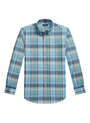 polo ralph lauren shirt mancubdppcs-long sleeve-sport shirt - 710p06020007 7065a blue brown multi