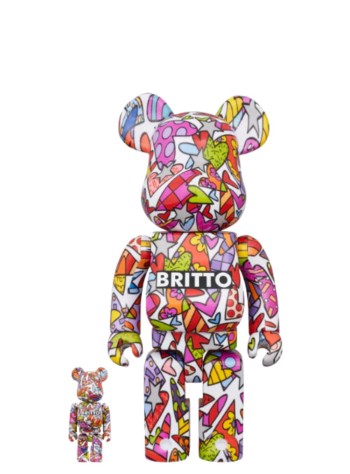 bearbrick decoracion unisexbearbrick 100% 400% romero britto heart - med2282 mu