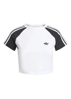 adidas originals top mujer sst baby tee - kd3795 white black white