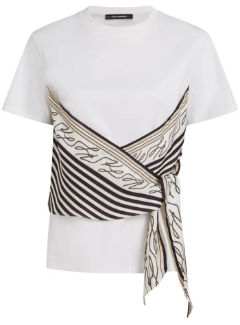 karl lagerfeld top mujer scarf print detail t-shirt - b2w17011 b09