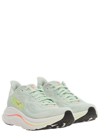 hoka one one sneaker womanclifton 10 - 1162031 sea glass neon flame 2