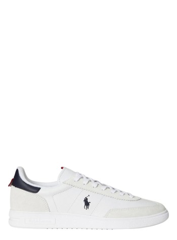 polo ralph lauren sneaker manbedford rib-sneakers-low top lace - 809p01619001 white navy red