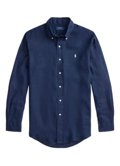 polo ralph lauren shirt mancubdppcs-long sleeve-sport shirt - 710966294504 newport navy w white pp