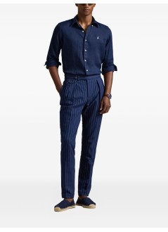 polo ralph lauren shirt mancubdppcs-long sleeve-sport shirt - 710966294504 newport navy w white pp