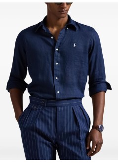 polo ralph lauren shirt mancubdppcs-long sleeve-sport shirt - 710966294504 newport navy w white pp