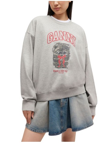 ganni sweater womanisoli crewneck margot kitty print - a1060016 920 2