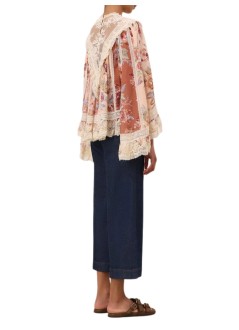 zimmermann t-shirt womanawaken lace trim blouse - 5764trs261 splpr