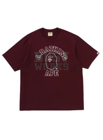 bape t-shirt mancollege relaxed fit tee #1 m - 1l80110328 burgundy