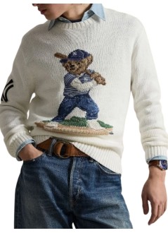 polo ralph lauren sweater mansweater-pullover - 710b15087001 deckwash white combo