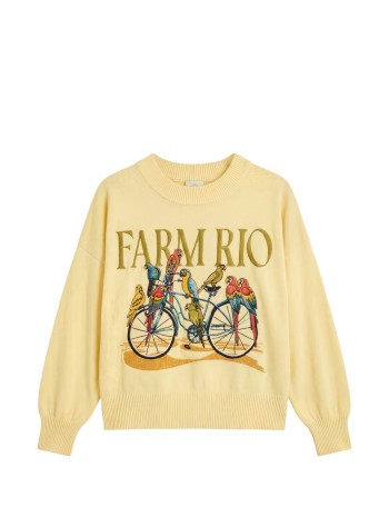 farm rio sudadera mujer birds bicycle embroidery sweater - 358961 l0032