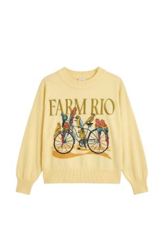 farm rio sudadera mujer birds bicycle embroidery sweater - 358961 l0032