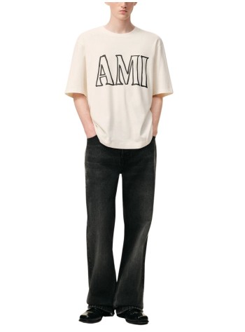 ami t-shirt manboxy fit short sleeves teeshirt with ami paris print at fro - uts380726 136 2