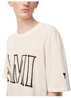 ami t-shirt manboxy fit short sleeves teeshirt with ami paris print at fro - uts380726 136