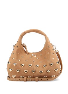 ganni handbag womanhobo mini heart stud recycled suede pelinova - b2070029 zzq
