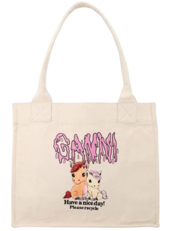 ganni handbag mujer large easy shopper pony printed - b2110043 135