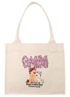 ganni handbag mujer large easy shopper pony printed - b2110043 135