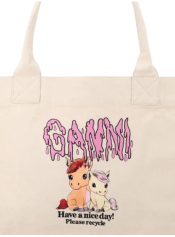 ganni handbag mujer large easy shopper pony printed - b2110043 135 2