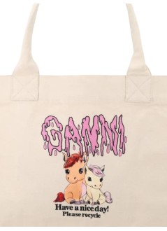 ganni handbag mujer large easy shopper pony printed - b2110043 135